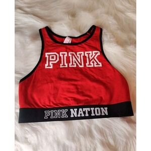 Pink Nation Women's Red Black & White Unlined Sports Bra Sz L A-C‎ NWT